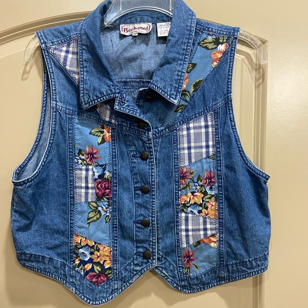 Vintage Bechamel petites denim patchwork vest